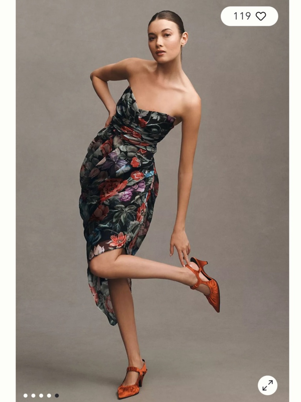 BHLDN Isabella Silk Strapless Sweetheart Asymmetrical Draped Dress $298 Size L